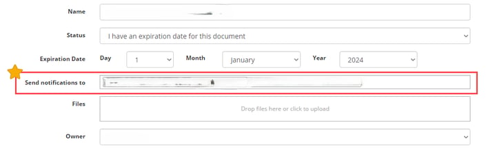 Expiration Reminder interface displaying notification and permission settings for assigning training reminders to employees and supervisors
