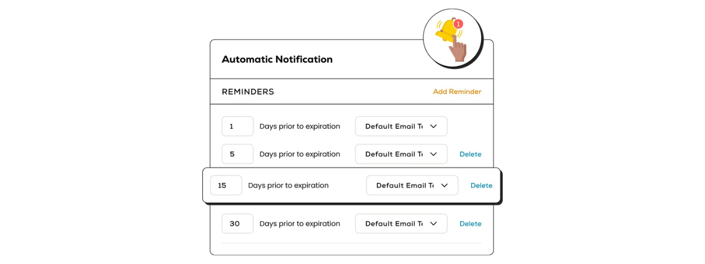 User setting automated credential reminders in Expiration Reminder.