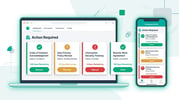  Redesigned Expiration Reminder employee portal showing an action-required dashboard on desktop and mobile