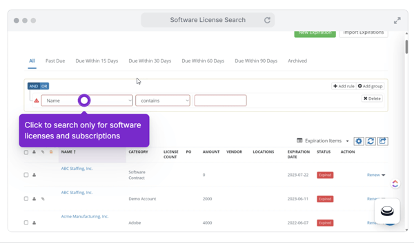 Software license search
